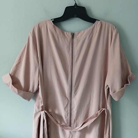 ROOLEE Women's Size 3XL Blush Pink Belted Knee Length Dress Zipper Short Sleeve - Picture 12 of 15